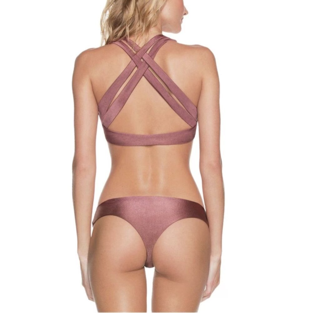 Maaji Reversible Shimmering Cognac/Floral Sublime Bikini Bottom Size Large NWT - Picture 5 of 14